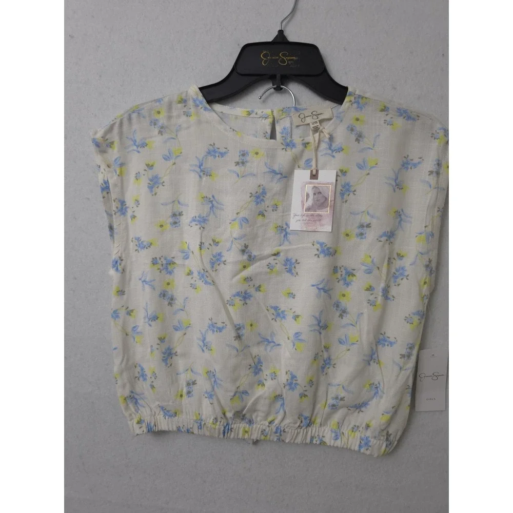 Jessica Simpson Girls Two Piece Shorts & Top Set Size 12 (L) Blue Yellow Floral‎